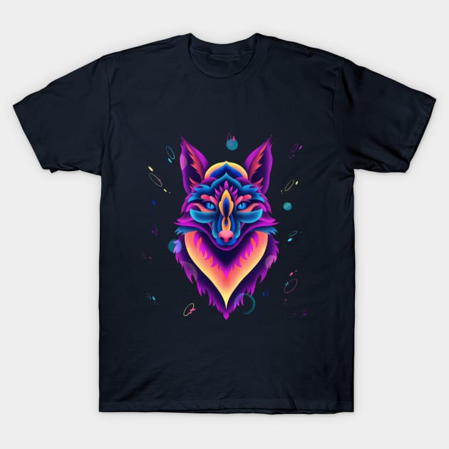 Neon Fox T-Shirt by Karmina Art